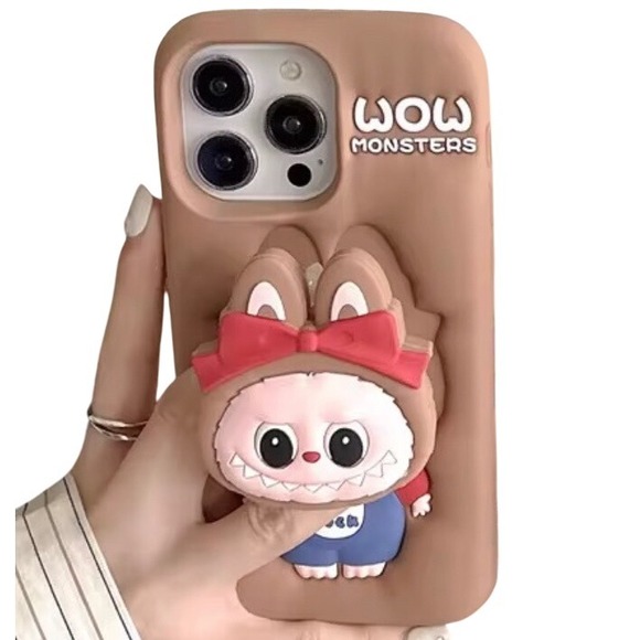 WOW Monsters iPhone 16 Pro Max Case Brown Cute‎ Cartoon Character Cover - Picture 4 of 7